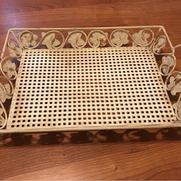 Other - Decorative Metal Serving Tray with Lattice Base